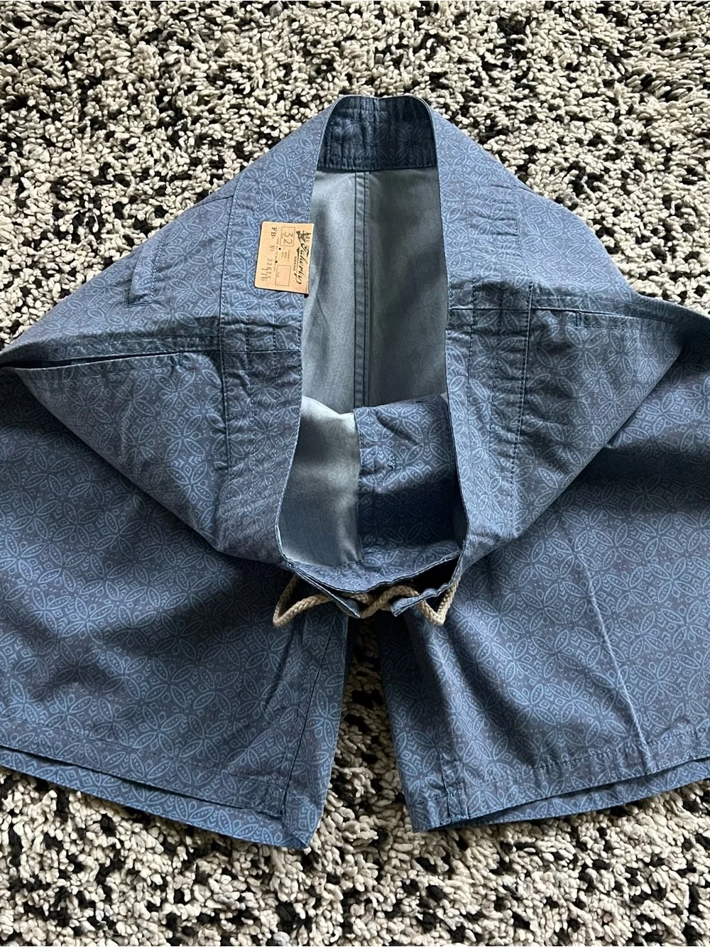 Faherty Biarritz Board Shorts Blue 7” Inseam Tie Waist Quick Dry Men’s Size 32